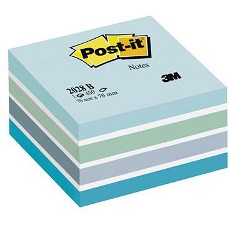 Post-it kubusblok med blå pastelfarver