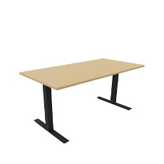 Hæve-sænkebord 80 x 160 cm med sort stel og bordplade i bøgefiner