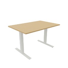 Hæve-sænkebord 80 x 120 cm med hvidt stel og bøg bordplade
