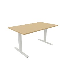 Hæve-sænkebord 80 x 140 cm med hvidt stel og bøg bordplade